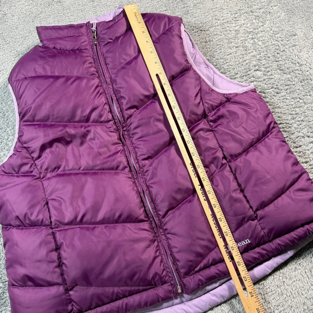 Y2K LL Bean Reversible Goose Down‎ Puffer Vest Purple Womens Large Full Zip